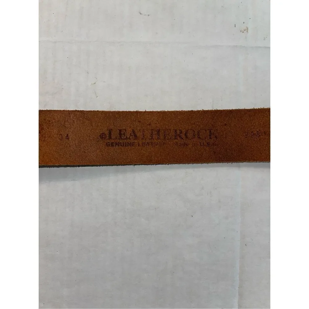 Women's Leather Rock‎ Belt Size34 Genuine Leather Brass Buckle And Accents